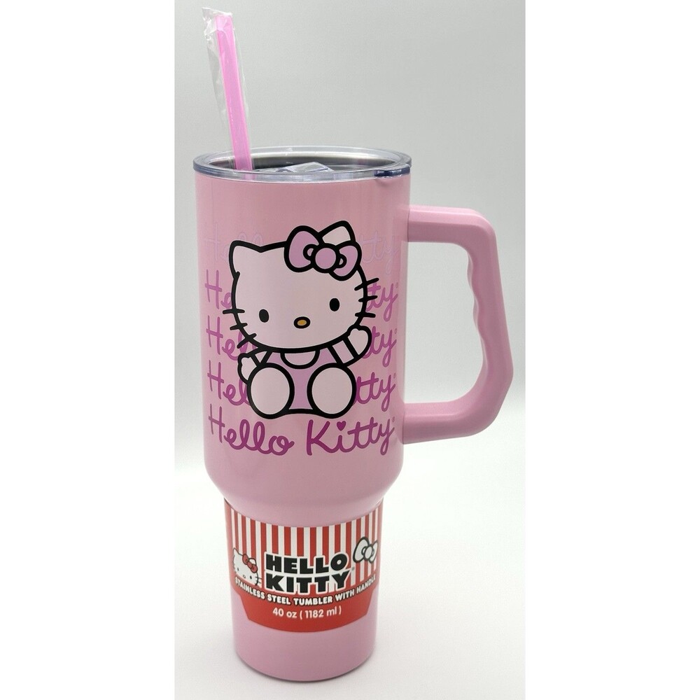 Sanrio Hello Kitty Waving Pink Lavender 40oz Stainless Steel Travel Mug Tumbler